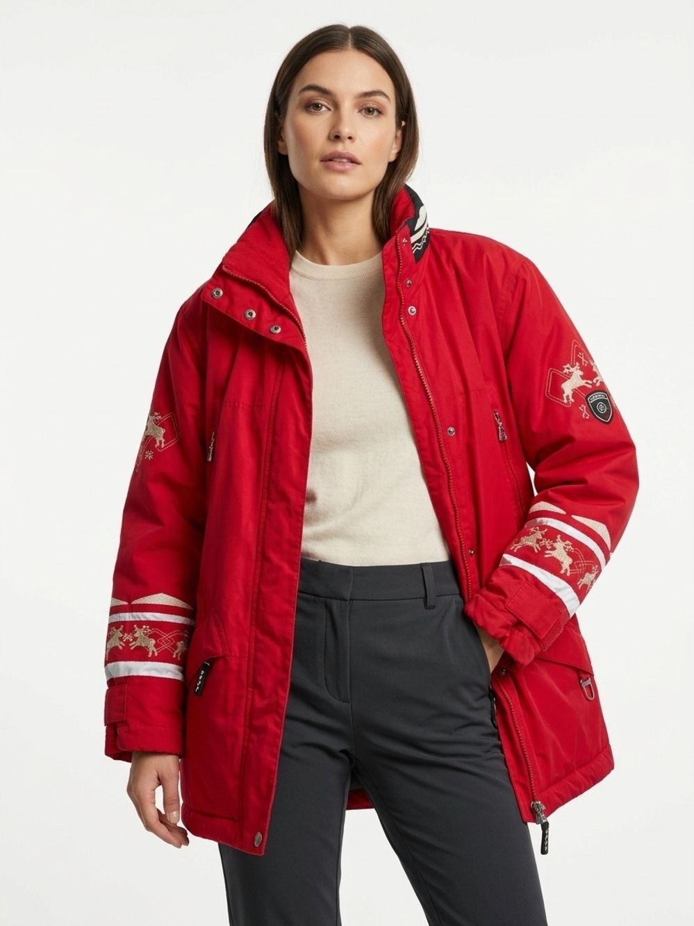 Bogner Ski Jacket Goan Thylmann Reindeer Embroidered Red 8
